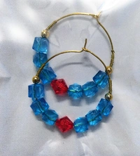 NIBRAS Blue Square-Cut Crystal Hoop Earrings - B09JM96ZKY, 5 gm, 4.5cm x 4cm x 1cm